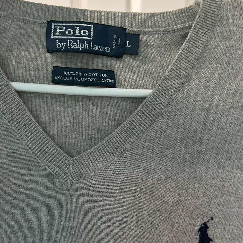 Ralph Lauren Light Gray V-Neck Sweater Vest - Picture 2 of 2